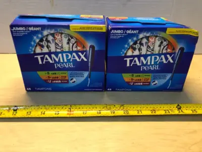 2 boxes 45 tampons tampax pearl
