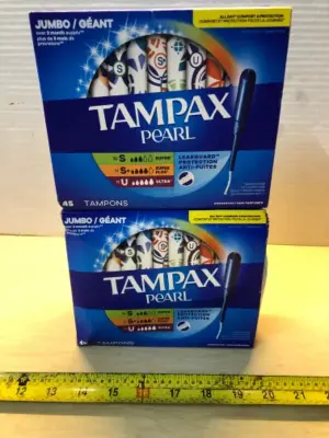 2 boxes 45 tampons tampax pearl
