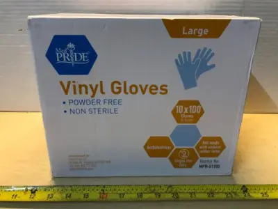 Power free vinyl gloves size large 10x100 gloves