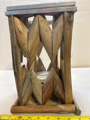 wooden candle holder with handle