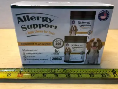 Allergy support 400 dog chews exp: can’t find date