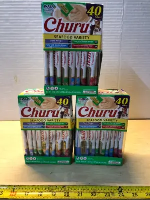 3 boxes 40 tubes each churu cat treats exp:2/16/26