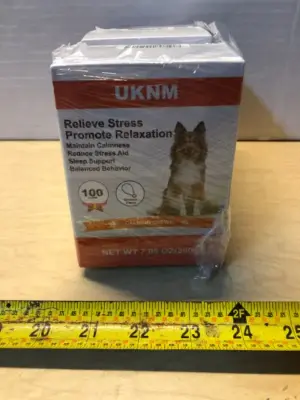 2 boxes 7.05oz 100 dog chews each relieve stress promote relaxation exp: can’t find date