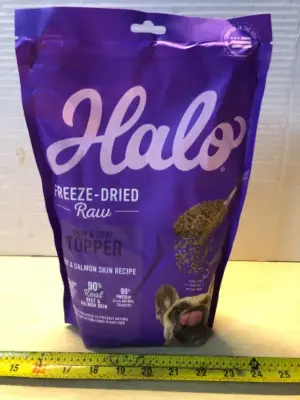 16oz halo freeze dried raw skin and coat meal topper for dogs exp:6/2/28