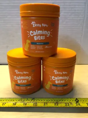 3 tubs 90 chews calming bites for dogs exp:2/26