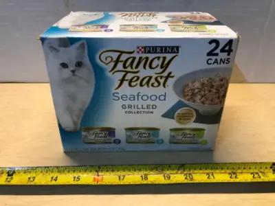 24 cans fancy feast cat food exp:2/27