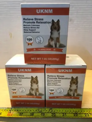 3 boxes 100chews each relieve stress promote relaxation for dogs exp: can’t find date