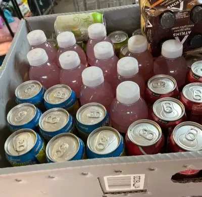 variety crate of drinks