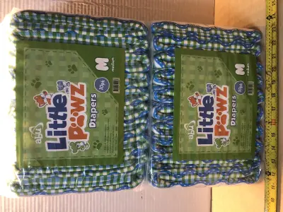 2 packages little pawz diapers 10pc each size medium