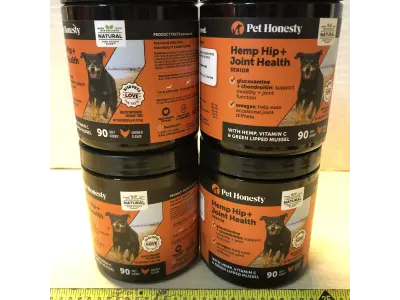 4 tubs hemp hip and joint health 90 chews each exp:5/13/26