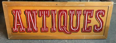 Wooden antiques sign