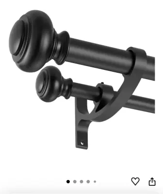 Matte Black Double Curtain Rods 28 to 48 Inch
