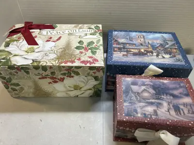 set of three Christmas boxes