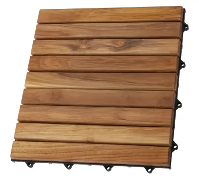 Nordic wood interlocking floor tiles indoor outdoor (similar to image)