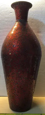 Red and black glass vase