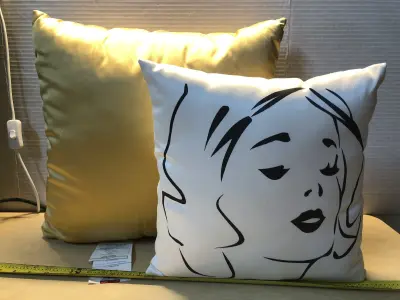 2pc throw pillow gold and white