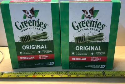 2 boxes 27oz greenies dental treats exp:4/26/29