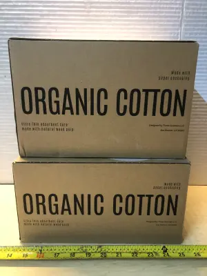2 boxes organic cotton extra long overnight pads with wings and over night pads with wings