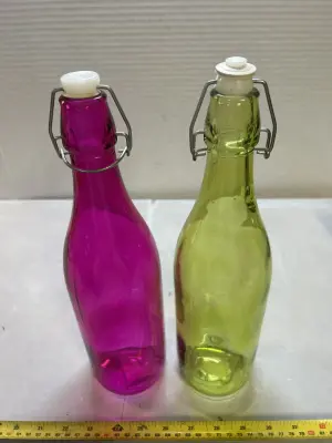 2 colored bottles