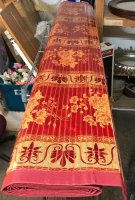 Unknown size red lantern bamboo rug