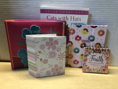 Coloring book,2 photo album, note book, flip faith book