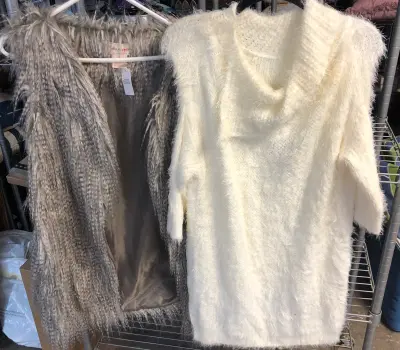 Fake fur vest size large Nine West vintage collection shirt size medium