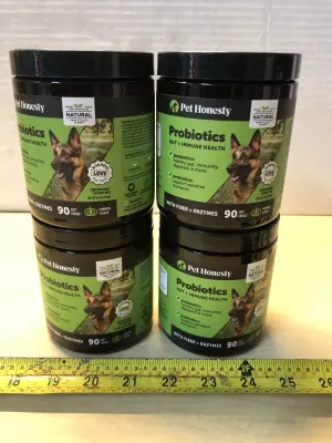 4 tubs 90 chews each probiotics gut and immune health for dogs exp:4/16/26