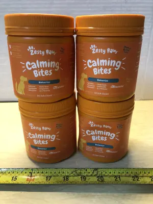 4 tubs 90 chews each calming bites for dogs exp:3/26