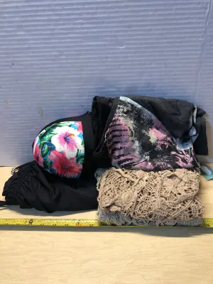 Size large 2pc swimsuit, 3 size xl shirts