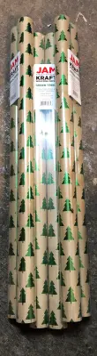 3 packs 2 rolls per pack green tree wrapping paper