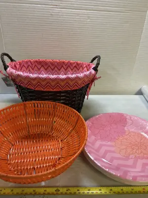 basket,bowl, paper plates