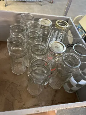 lot of glass cups / containers