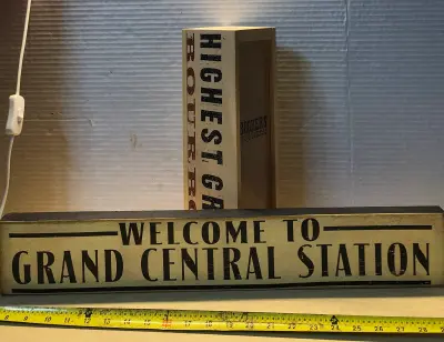 Welcome to grand central station sign and wooden bottle box