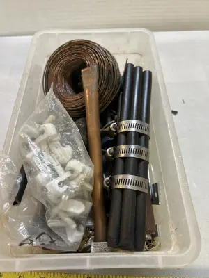 tub of miscellaneous metal things