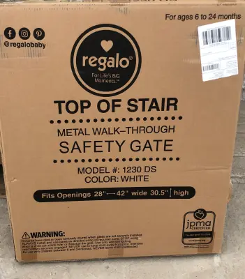 Top of stair metal walk thru gate 28-42” wide 30.5 high