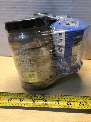 2 tubs 1qt each rustoleum metallic accent paint , painter tape