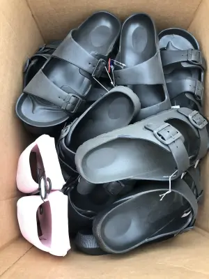 Box of different size sandals