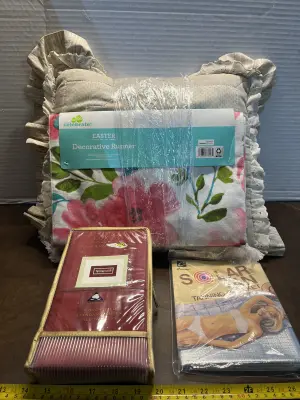 pillow , decorative runner , tanning blanket, 2oversized queen size pillow cases