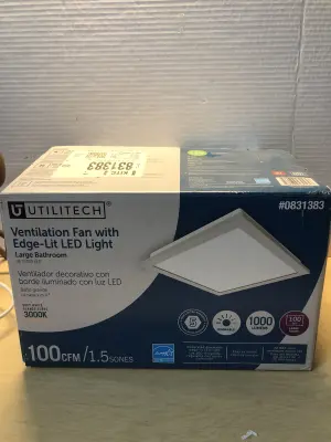 Ventilation fan with edge lit led light