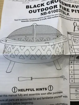 Black cross weave outdoor fire pit