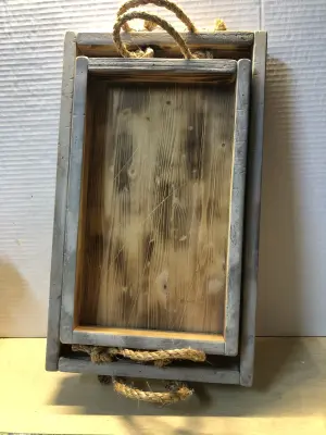 2pc wooden serving trays