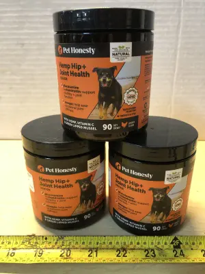 3 tubs 90 chews each hemp hip and joint chews exp:5/13/26