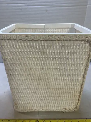 wicker garbage can small crack needs washed