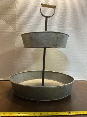 Metal Stand 2-Tier Display Stand - 14" Dia x 25" (needs cleaned)