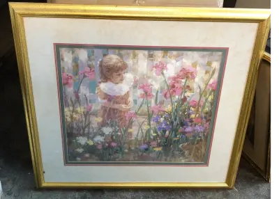 29x32 framed little girl in flowers images