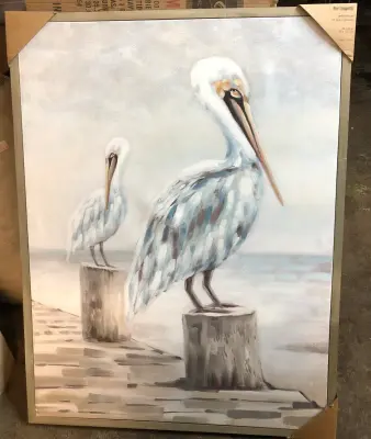 38x50 framed canvas pelicans art