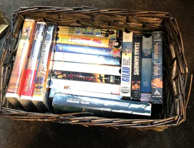 Basket of VCR tapes