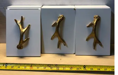 3pc fake wood and antler boxes