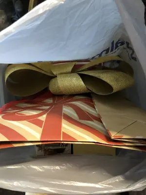 Bag of Christmas boxes,bags, and ribbons