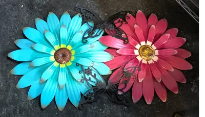 2pc metal wall flowers, 2pc metal wall butterfly